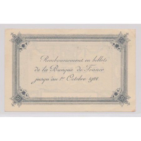 Dept62 - 50 Centimes 1922 - Calais - 8e émission - TTB+