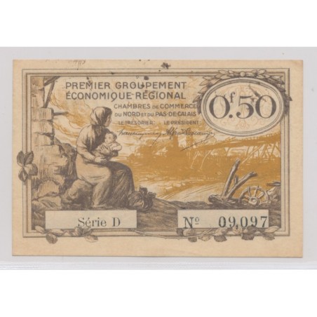 Dept 59/62 - 50 Centimes 1918 - Nord et Pas de calais - série D - TTB+