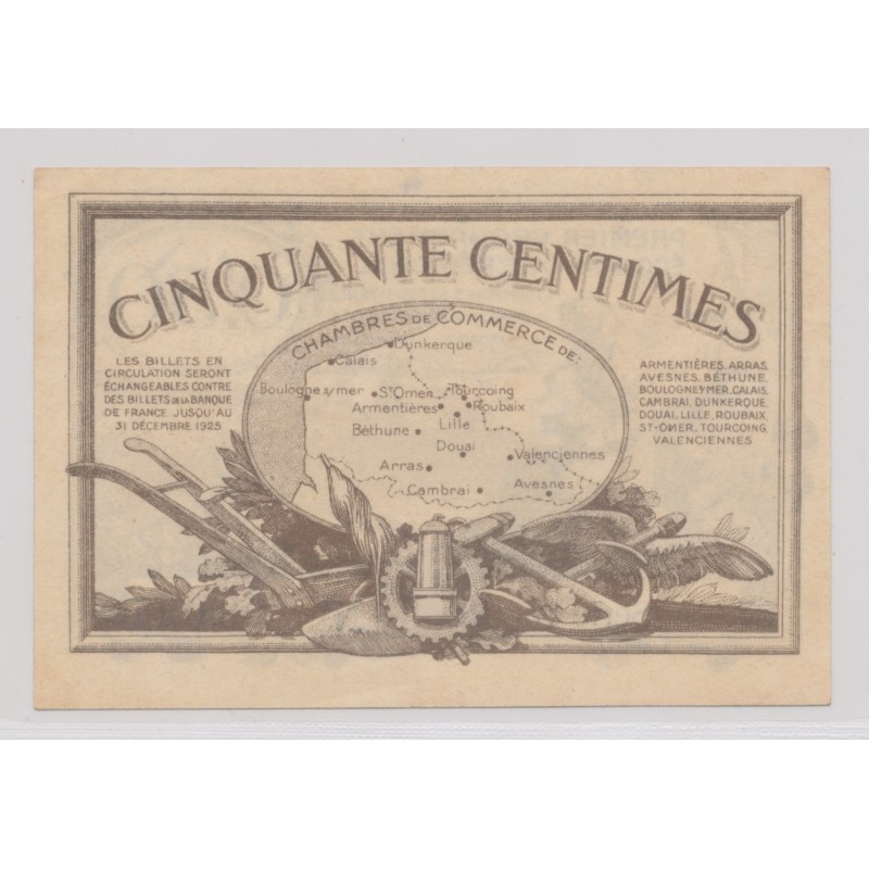 Dept 59/62 - 50 Centimes 1918 - Nord et Pas de calais - série D - TTB+