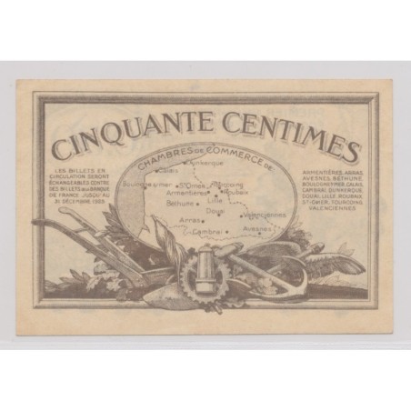 Dept 59/62 - 50 Centimes 1918 - Nord et Pas de calais - série D - TTB+