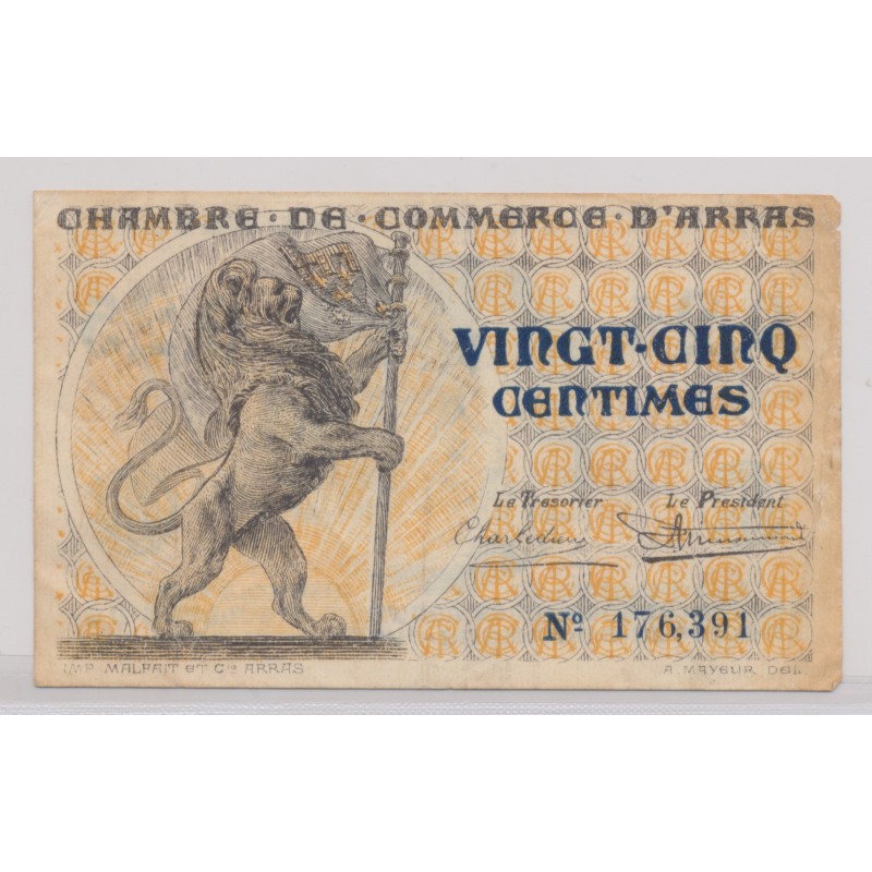 Dept62 - 25 Centimes ND 1923 - Arras - TTB