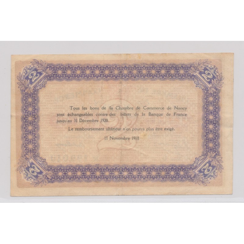Dept54 - 2 Francs 1918 - Nancy - série B - TTB