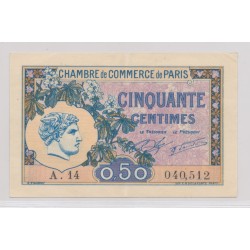 Dept75 - 50 Centimes 1920 - Paris - TTB+