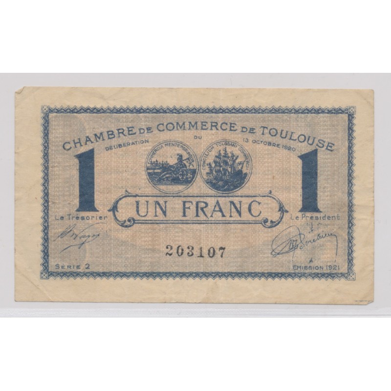 Dept31 - 1 Franc 1921 - Toulouse - TB