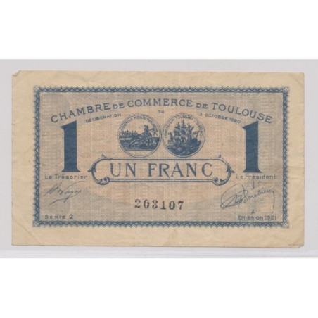 Dept31 - 1 Franc 1921 - Toulouse - TB