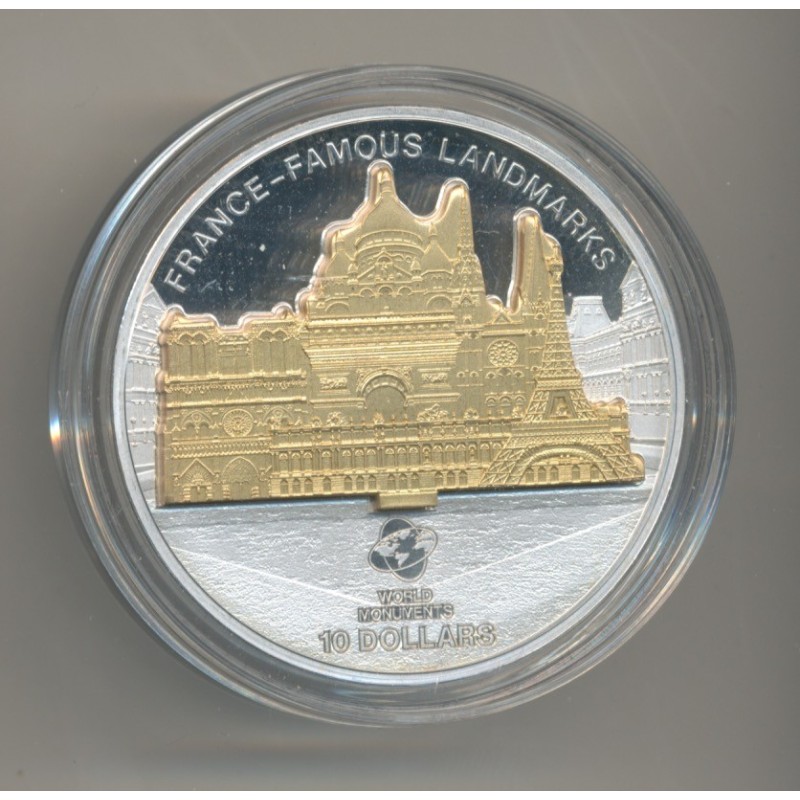 Cook Islands - 10 Dollar 2012 - 1 once argent - Landmarks
