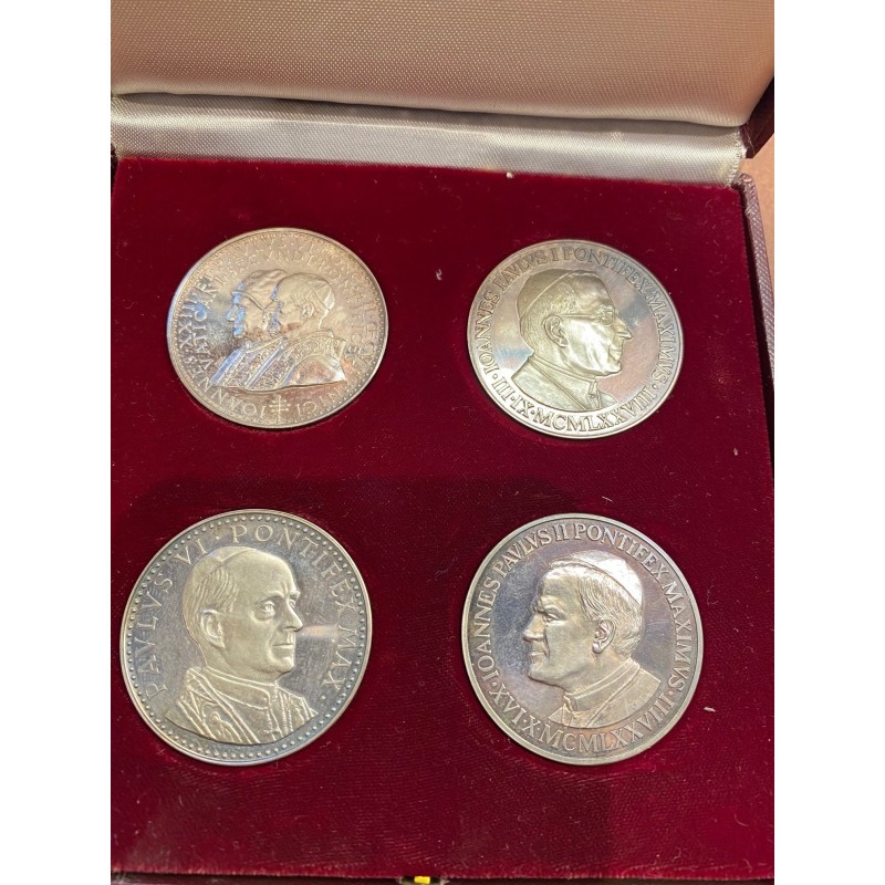 Coffret 4 Médailles - De Jean XXIII à Jean Paul II - argent - 1978 - SPL+