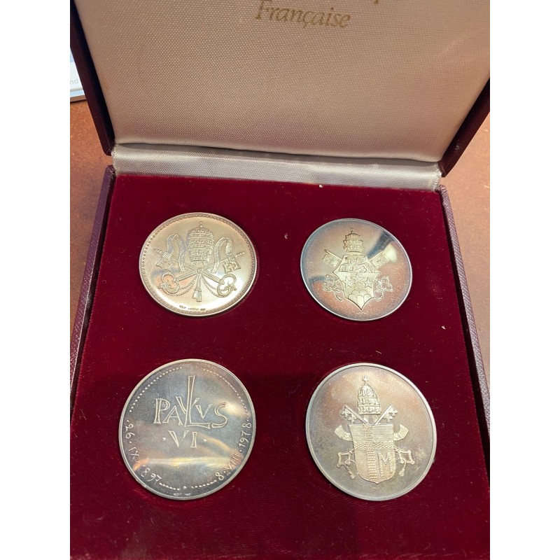 Coffret 4 Médailles - De Jean XXIII à Jean Paul II - argent - 1978 - SPL+