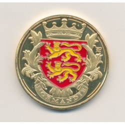Médaille - Normandie et vache - en couleur - 32mm 2