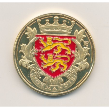 Médaille - Normandie et vache - en couleur - 32mm