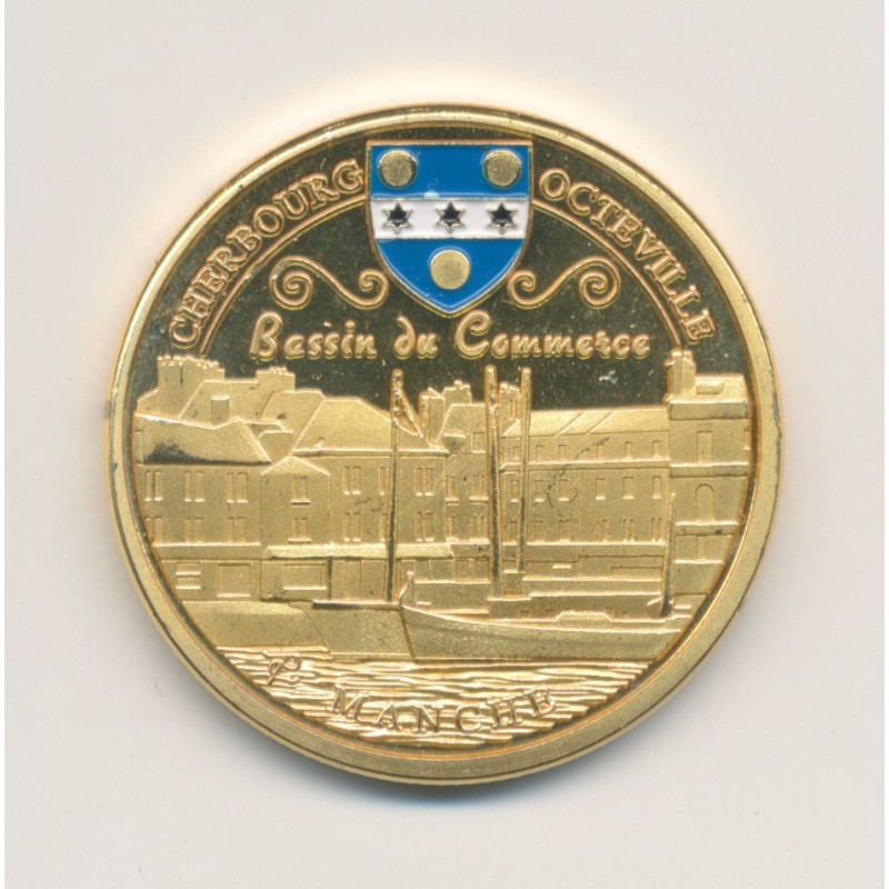 Médaille - Cherbourg octeville - bassin du commerce - en couleur - 31mm