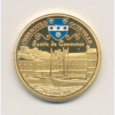 Médaille - Cherbourg octeville - bassin du commerce - en couleur - 31mm