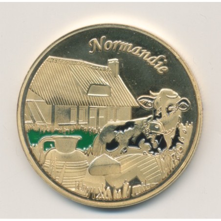 Médaille - Normandie et vache à droite - en couleur - 34mm