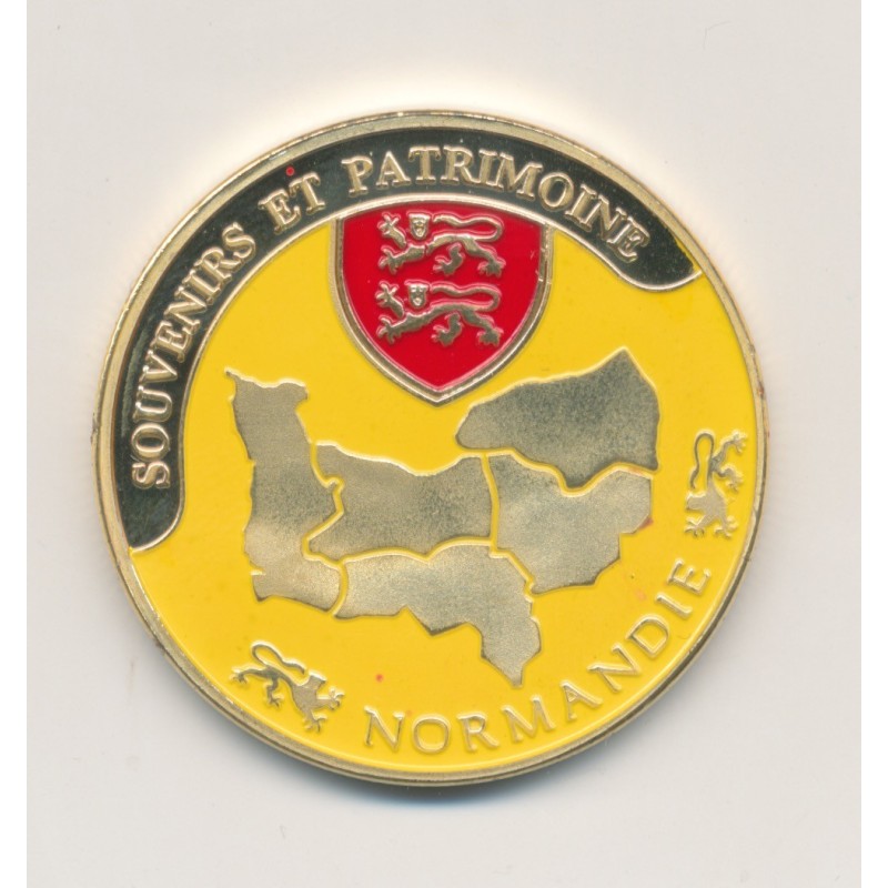 Médaille - Normandie et vache à droite - en couleur - 34mm