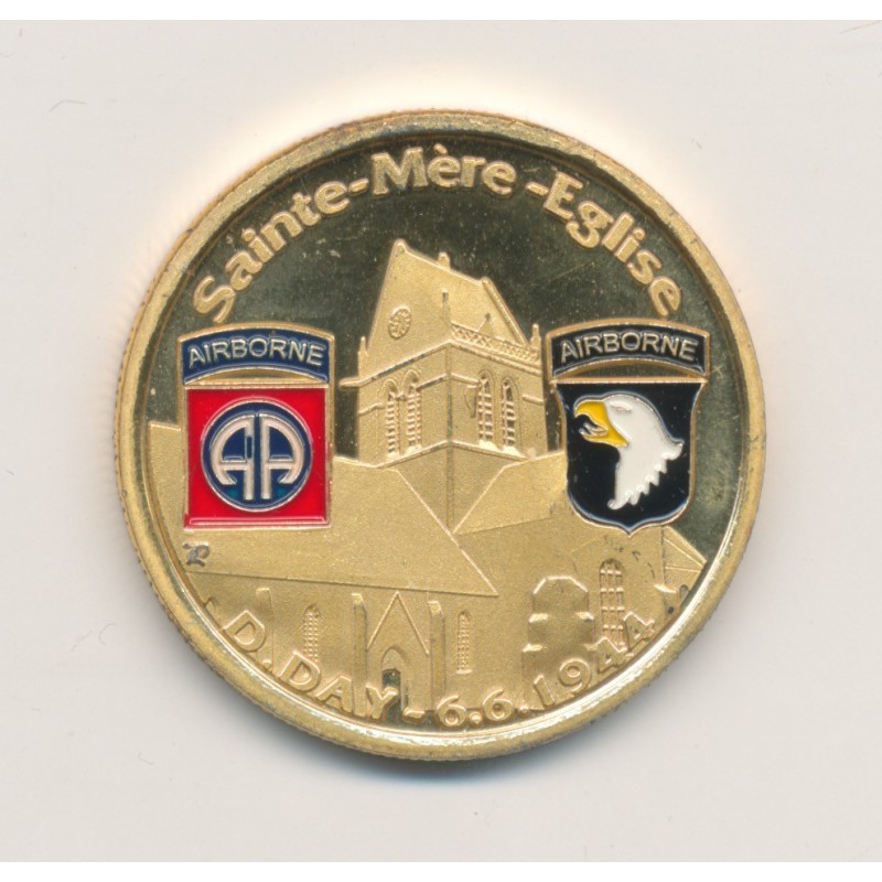 Médaille - Ste mère l'église - D-Day - 6 juin 1944 - 31mm - en couleur