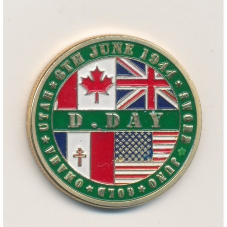 Médaille - Ste mère l'église - D-Day - 6 juin 1944 - 31mm - en couleur