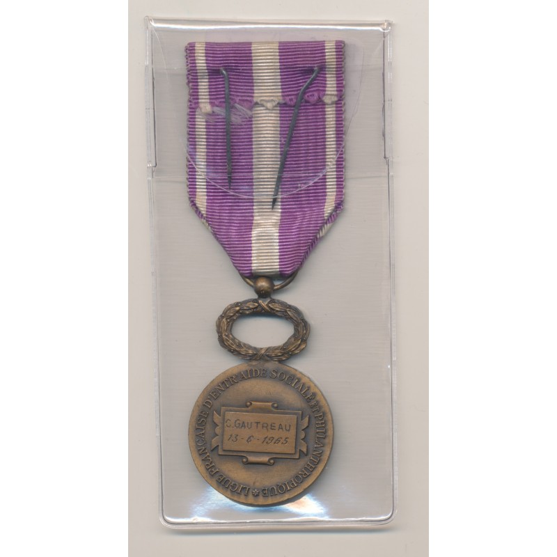 Médaille - Ligue française d'entraide sociale et philanthropique - ordonnance