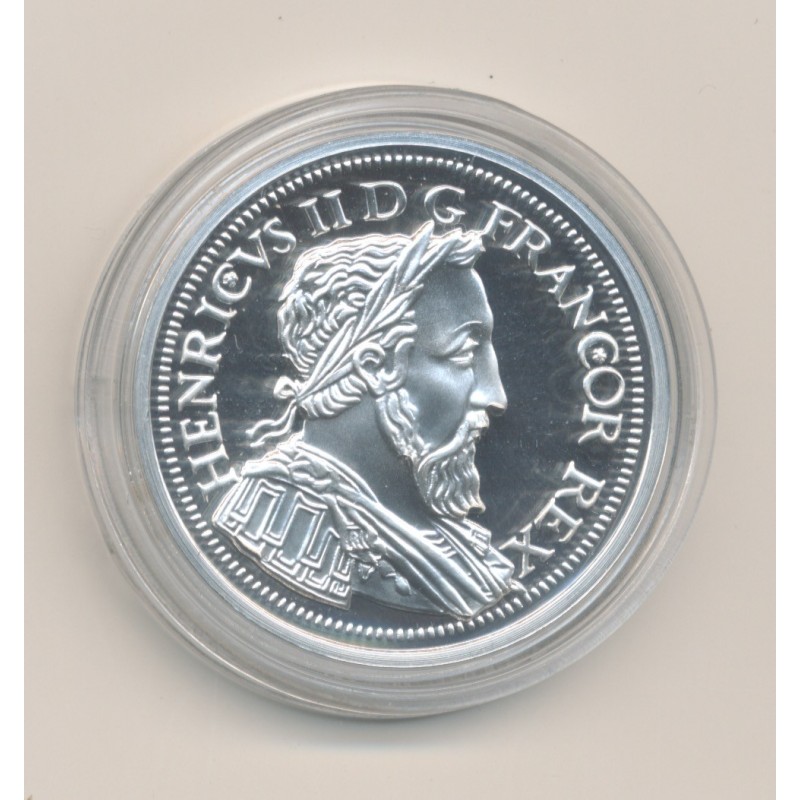 Médaille - Henri II - Reproduction Teston au croissant - argent - 30mm