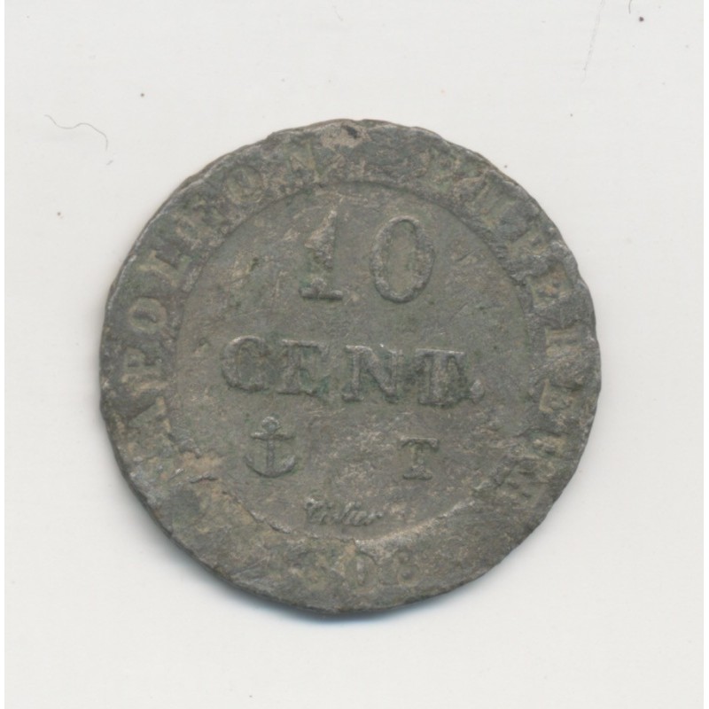 10 Centimes à l'N couronné - 1808 T Nantes - faux d'époque - TB+ 