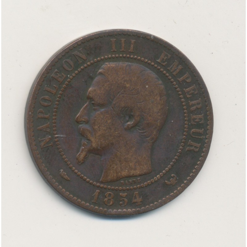Module 10 Centimes - 1854 - Napoléon III - monument érigé à la Bourse - bronze - TB
