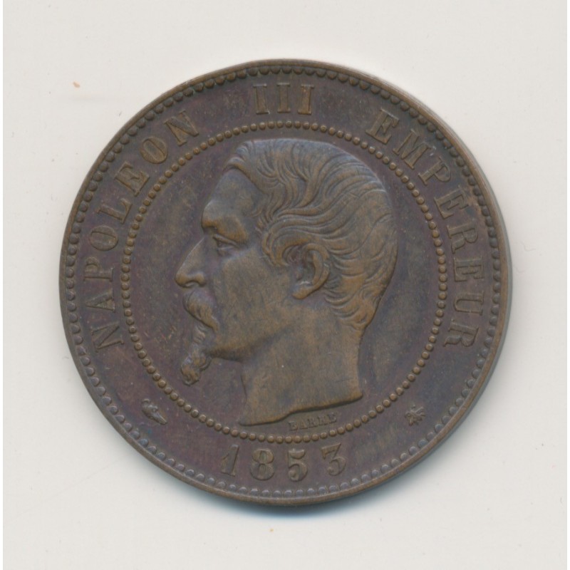 10 Centimes - 1853 BB Strasbourg - Napoléon III Tête nue - bronze - TTB+
