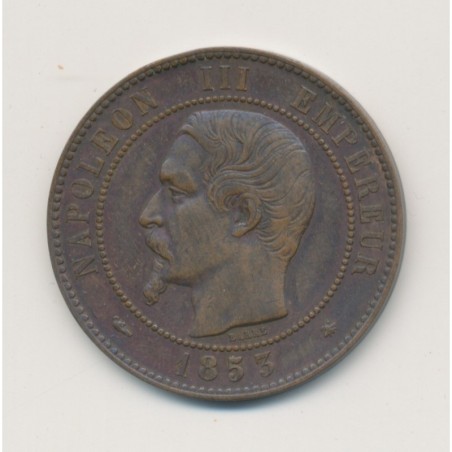 10 Centimes - 1853 BB Strasbourg - Napoléon III Tête nue - bronze - TTB+