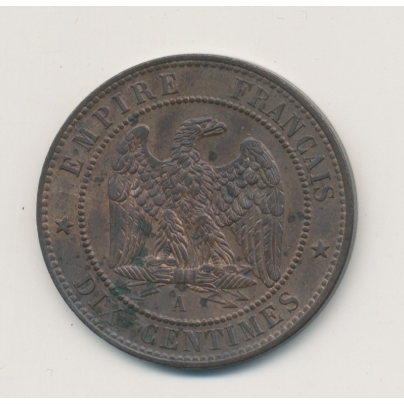 10 Centimes - 1855 A paris - Napoléon III Tête nue - bronze - main/ancre - SPL