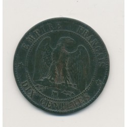 10 Centimes - 1855 MA Marseille - Napoléon III Tête nue - bronze - chien - B/TB 2