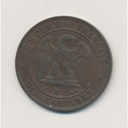 10 Centimes - 1855 W Lille - Napoléon III Tête nue - bronze - ancre/lampe - TTB 2
