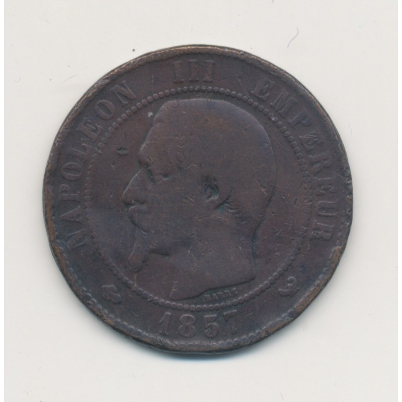 10 Centimes - 1857 W Lille - Napoléon III Tête nue - bronze - B