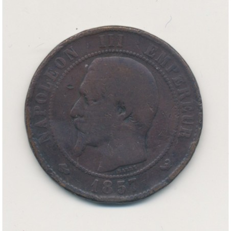 10 Centimes - 1857 W Lille - Napoléon III Tête nue - bronze - B