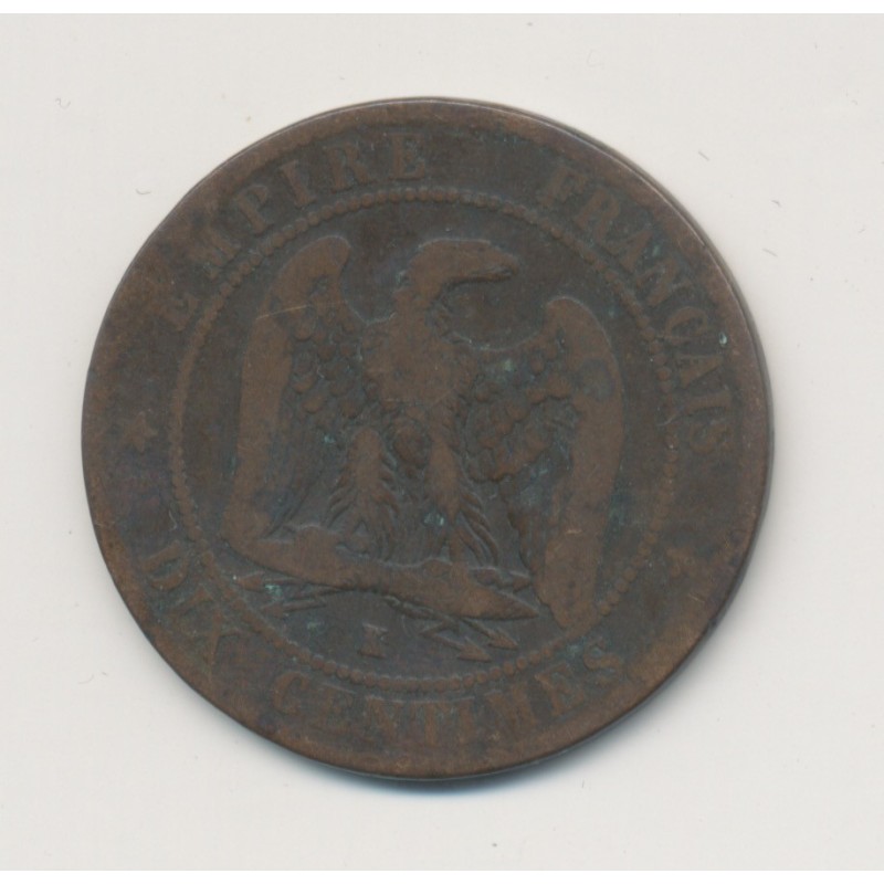 10 Centimes - 1861 K Bordeaux - Napoléon III Tête laurée - bronze - B/TB