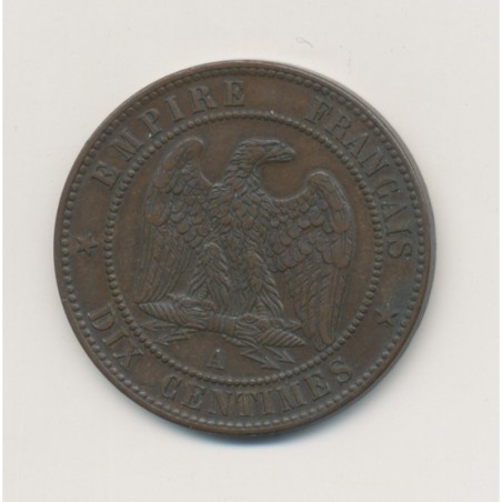 10 Centimes - 1863 A Paris - Napoléon III Tête laurée - bronze - TTB+/SUP