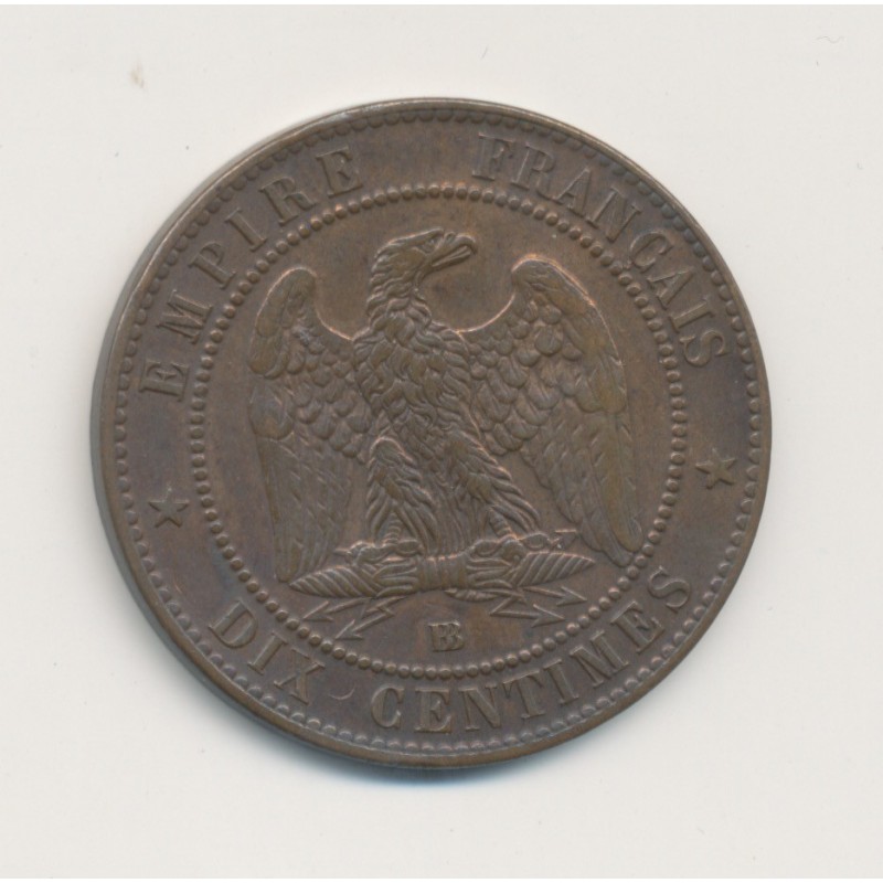10 Centimes - 1863 BB Strasbourg - Napoléon III Tête laurée - bronze - TTB+