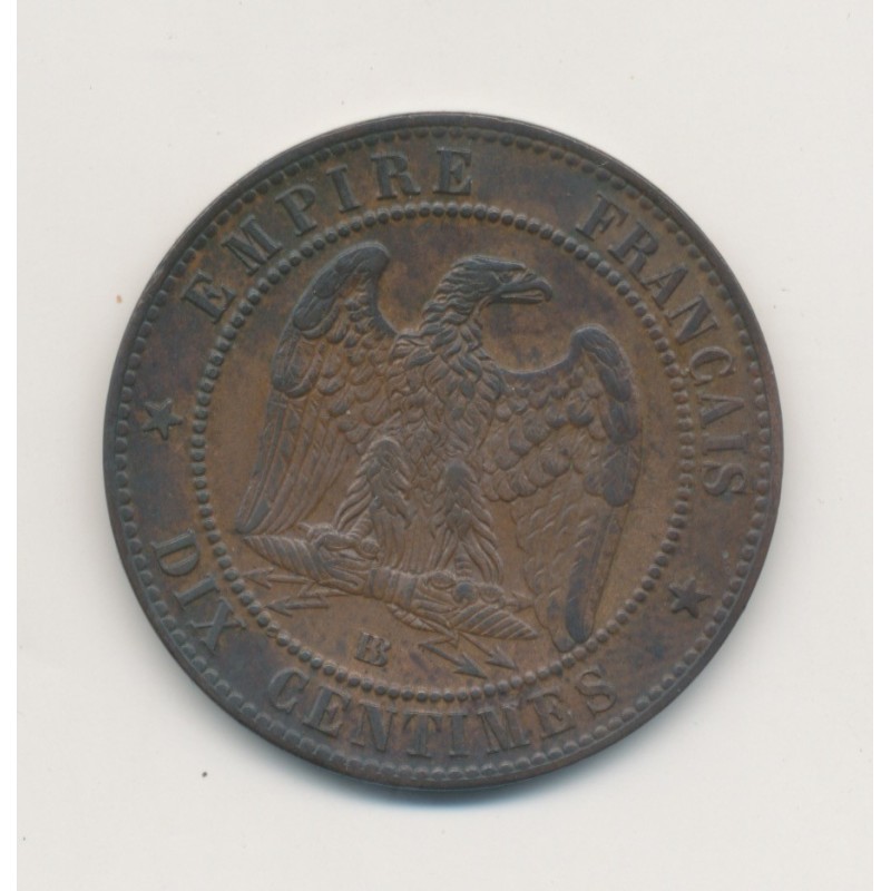 10 Centimes - 1863 BB Strasbourg - Napoléon III Tête laurée - bronze - TTB+/SUP