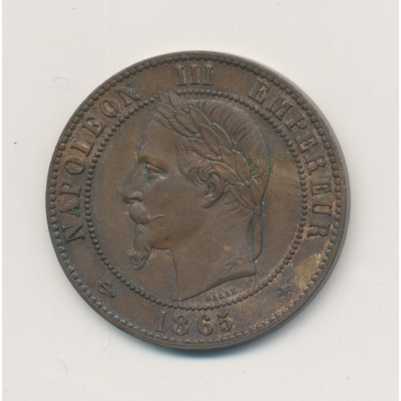 10 Centimes - 1865 A Paris - Napoléon III Tête laurée - bronze - SUP+