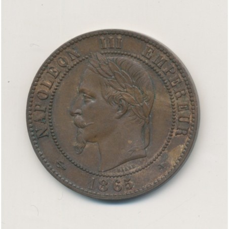 10 Centimes - 1865 A Paris - Napoléon III Tête laurée - bronze - SUP+