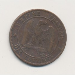 10 Centimes - 1865 A Paris - Napoléon III Tête laurée - bronze - TB 2