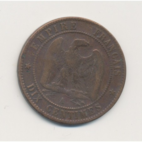10 Centimes - 1865 A Paris - Napoléon III Tête laurée - bronze - TB