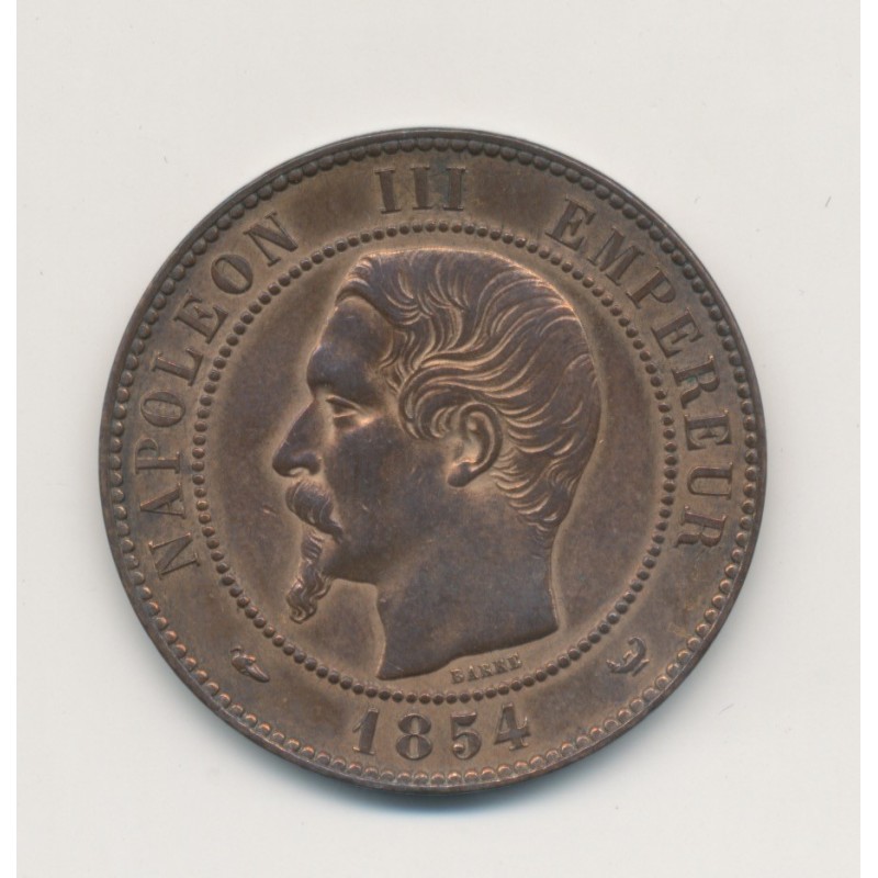 Napoléon III Tête nue - 10 centimes 1854 - Visite chambre de commerce de Lille - bronze - TTB+