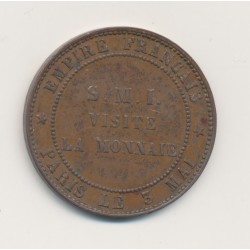 Napoléon III Tête nue - 10 centimes 1854 - SMI visite la monnaie - Paris le 3 mai - bronze - TTB+