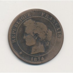 10 Centimes Cérès - 1874 K Bordeaux - bronze - B/TB