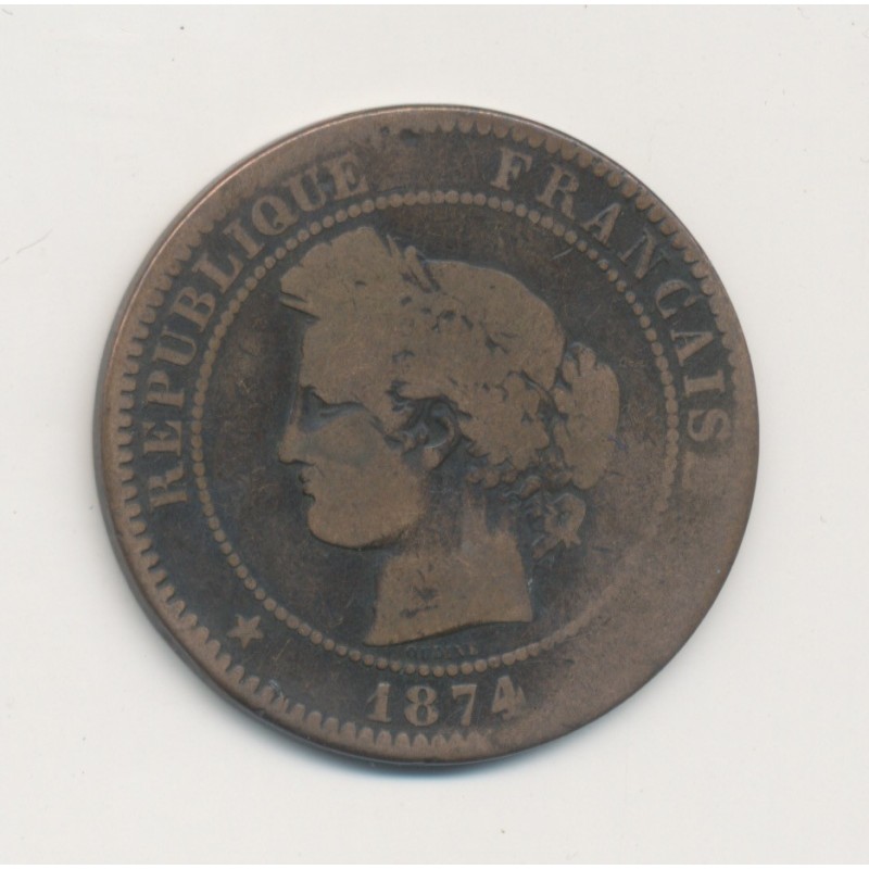 10 Centimes Cérès - 1874 K Bordeaux - bronze - B/TB