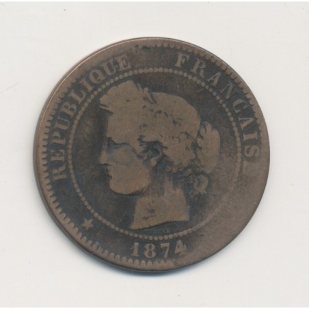 10 Centimes Cérès - 1874 K Bordeaux - bronze - B/TB