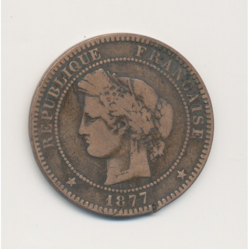 10 Centimes Cérès - 1877 A Paris - bronze - B/TB