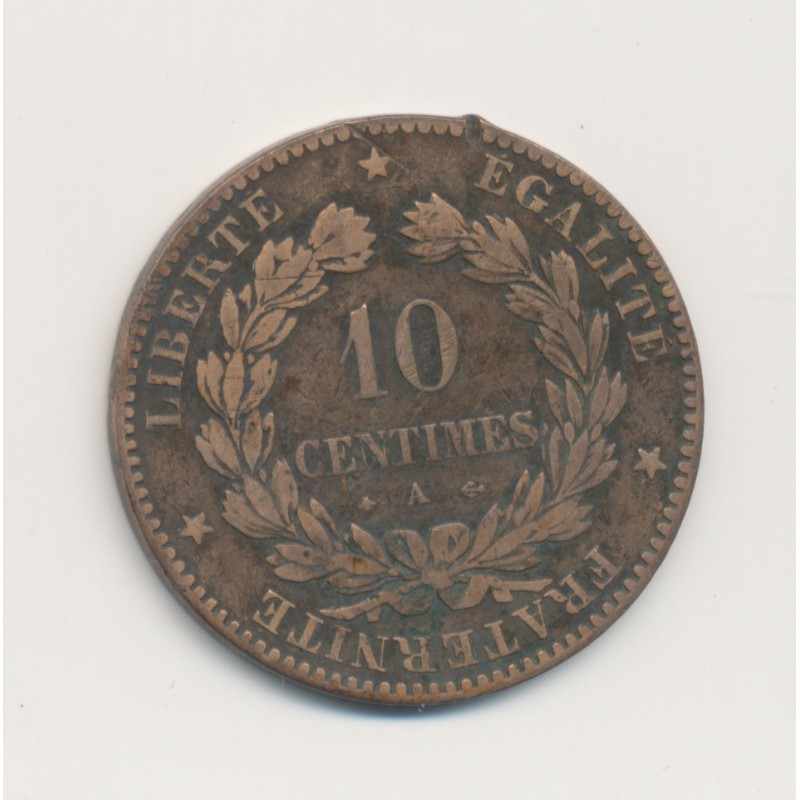 10 Centimes Cérès - 1877 A Paris - bronze - B/TB