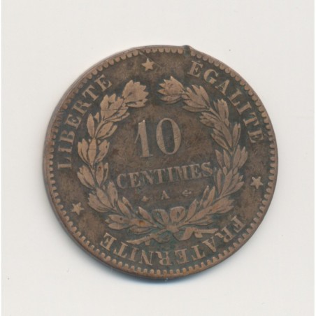 10 Centimes Cérès - 1877 A Paris - bronze - B/TB