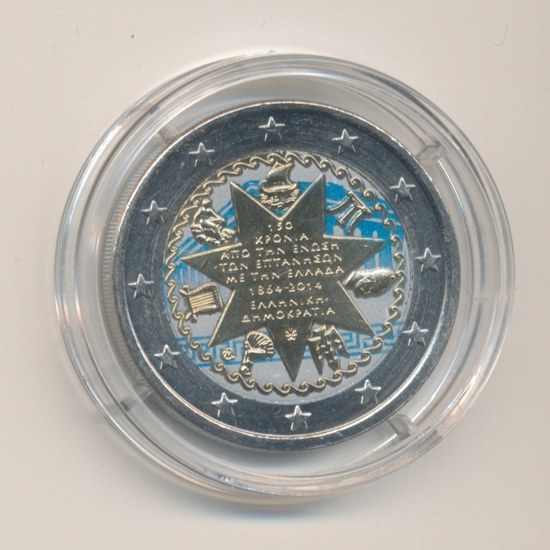 2 Euro couleur N°2 - Grece 2014 - 150e anniv.Union Iles Ioniennes à la Grèce