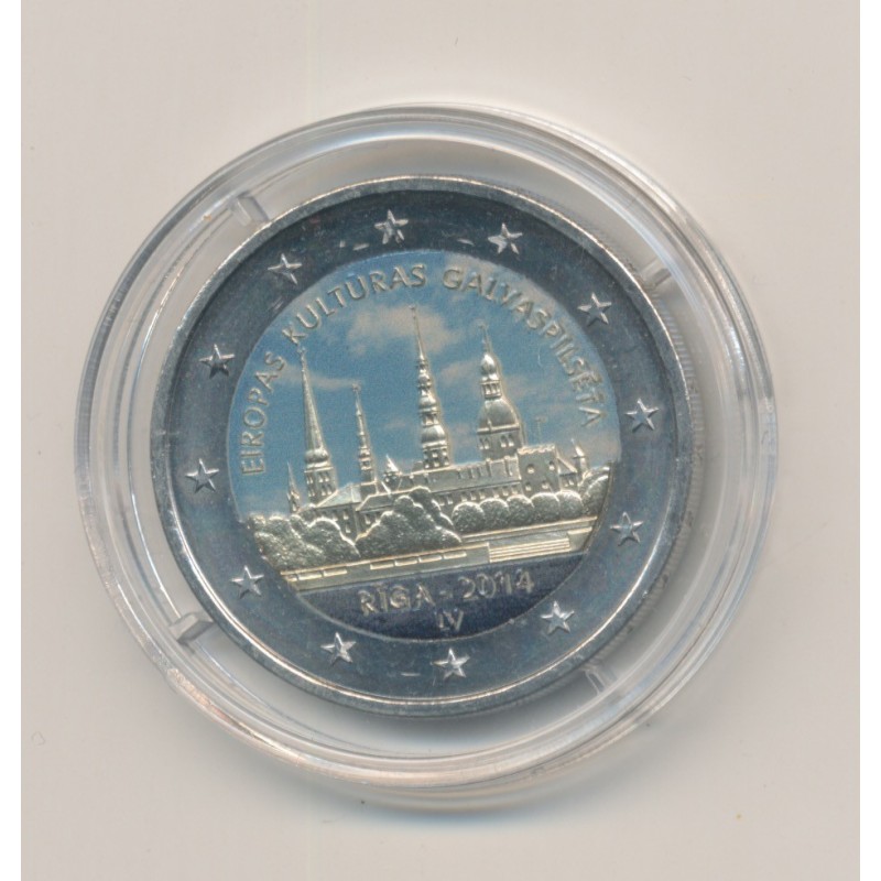 2 Euro couleur - Lettonie 2014 - Riga Capitale Européenne de la Culture 