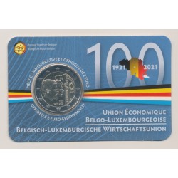 Coincard N°1 - 2 Euro Belgique 2021 - 100 ans d'union économique avec le Luxembourg